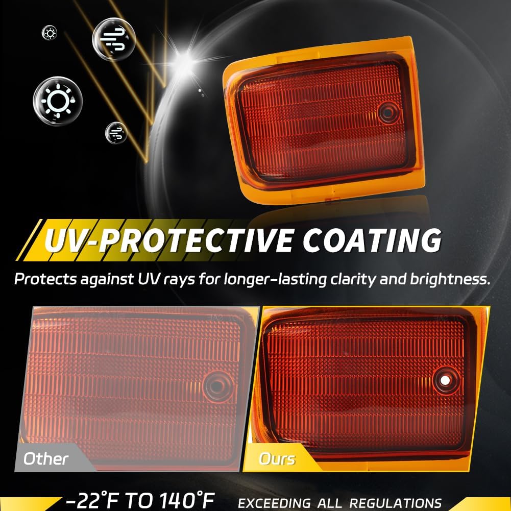 Lower Front Turn Signal Side Marker Light Housing Compatible with 1996 1997 1998 1999 2000 2001 2002 Chevro-let Express Van, Turn Signal Lamp Cover [No Bulbs], 2 PCS, Amber Lens