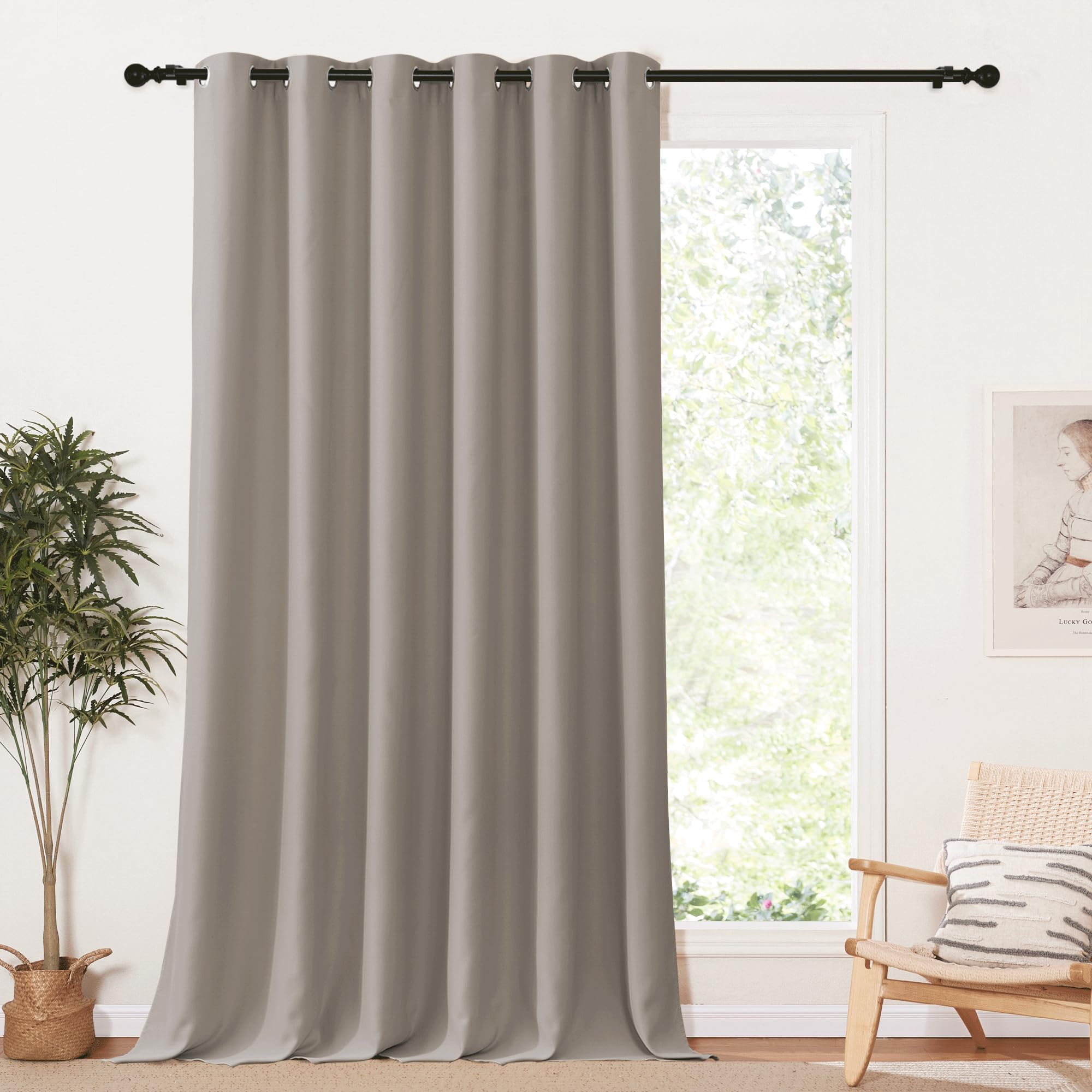 PONY DANCE Tende Oscuranti per Interni Camera da Letto Divisorie per Armadio Aperto Curtain Termica Isolante Freddo con Anelli 1 Pezzo L 200 x A 245 cm, Sabbia