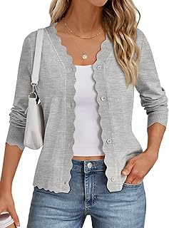 Womens Cardigan Sweaters Long Sleeve Casual Lightweight Button Down V-Neck Fall Clothes 2026