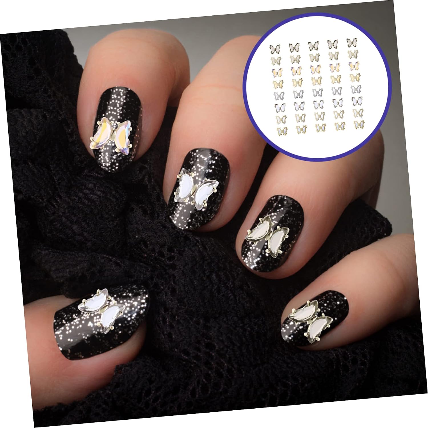 40pcs Butterfly Nail Art Charms Manicure Decorations for Nail Designs for Professionals