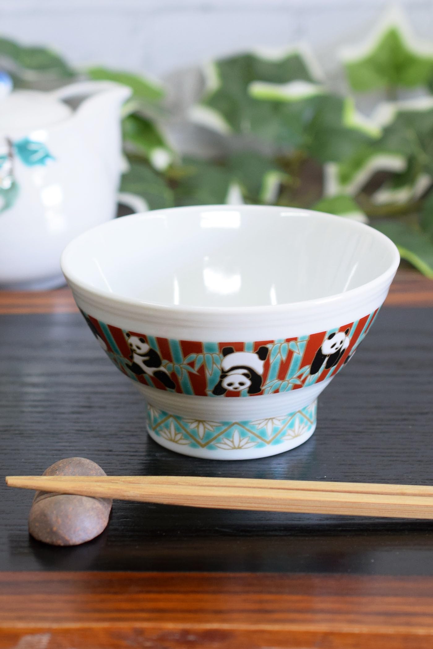 Kutani Ware Rice Bowl Panda Design 4.5in Porcelain Made in Japan