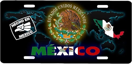 Placa de matrícula de aluminio de México, 6 x 12 pulgadas