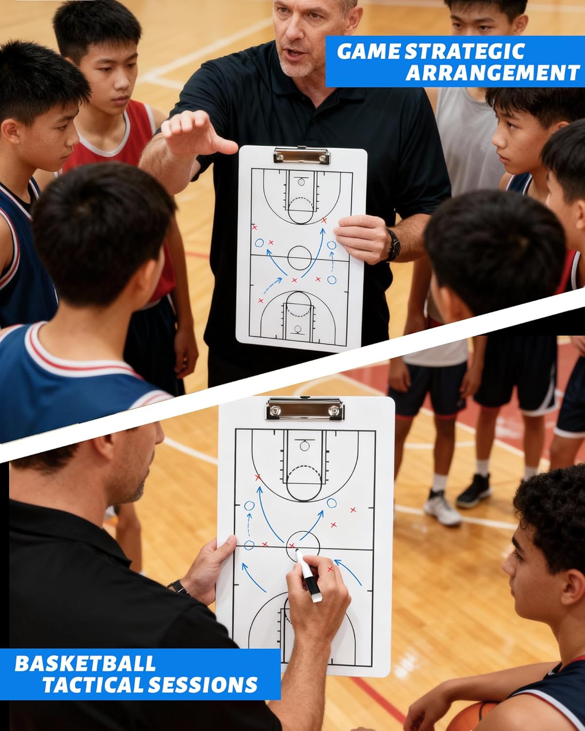 Basketball Clipboard for Coaches,Dry Erase Basketball Coaching Board,Coaches Clipboard with Marker Pen,Double-Side Tactical Basketball Coaching Clip Whiteboard, for Coaches Gift.