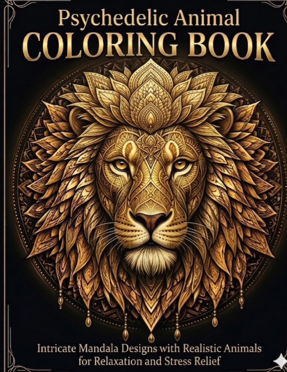 Psychedelic Animal COLORING BOOK: Intricate Mandala Designs with Realistic Animals for Relaxation and Stress Relief