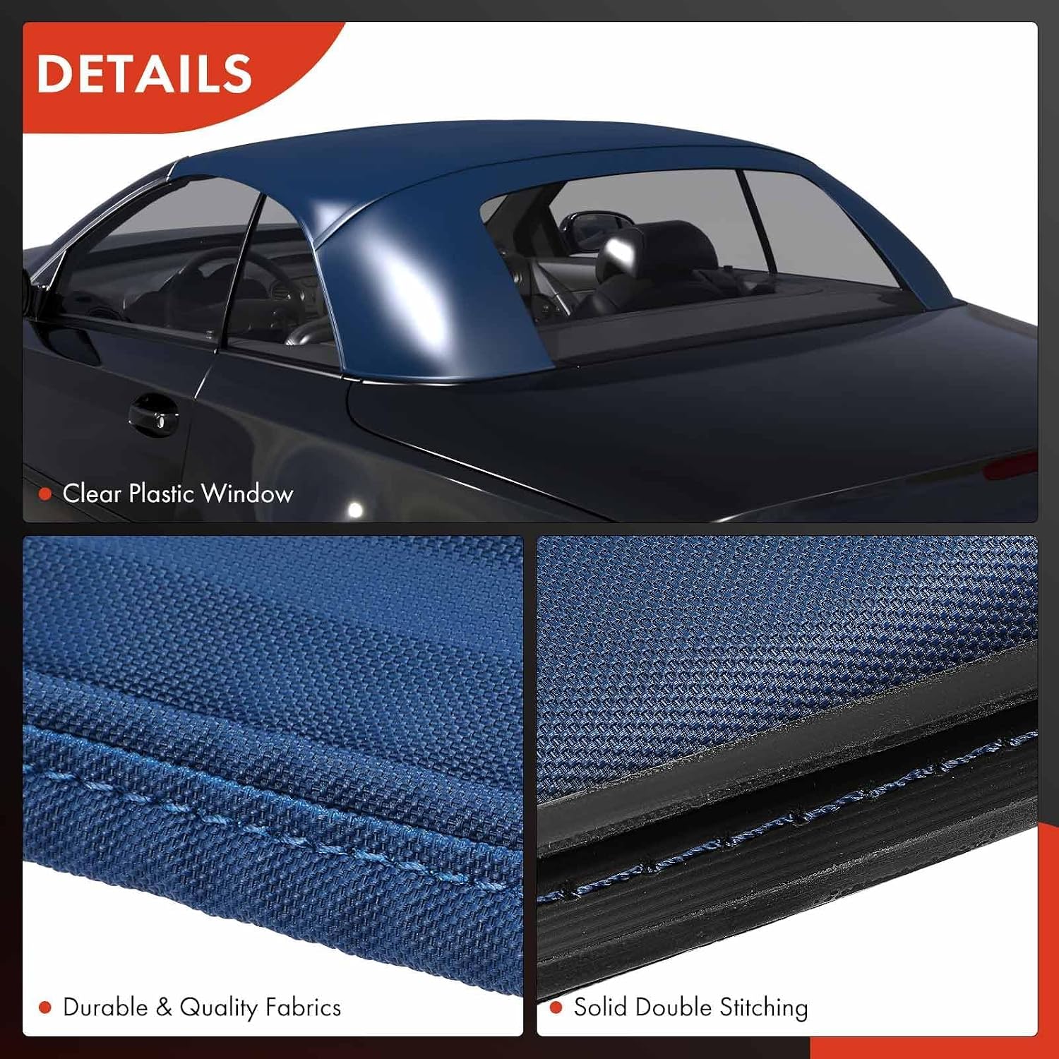 A-Premium Blue Convertible Soft Top Compatible with Mercedes-Benz CLK320 2004-2005, CLK350 2006-2009, CLK500 2004-2006, CLK55 AMG 2004-2006, CLK550 2007-2009, Replace# MBZ00181-154-1545