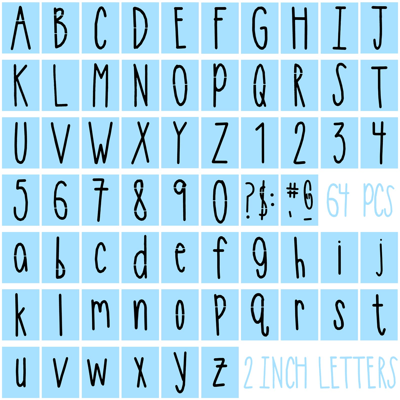 Buy 64 Pieces 2 Inch Alphabet Stencils Letters and Numbers Stencils