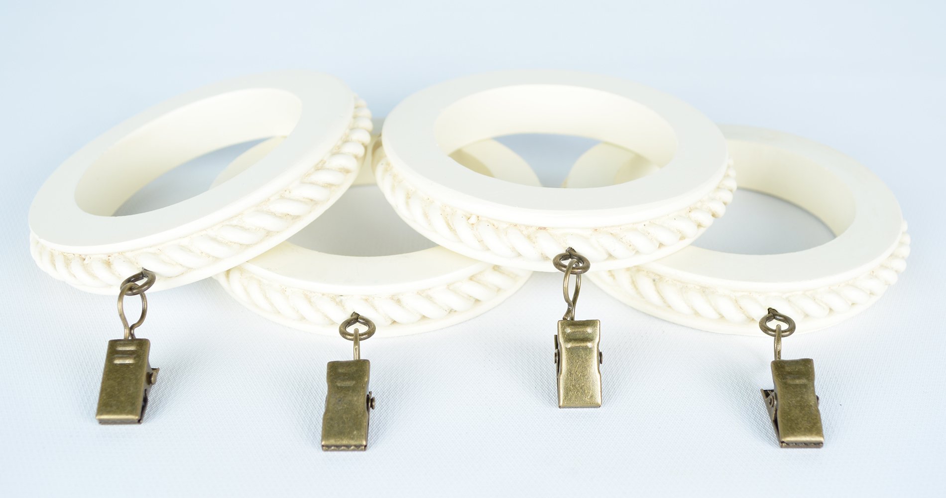 Urbanest Set of 4 Large Rope Designer Curtain Rings in Ivory