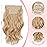 Clip in Hair Extensions - 14 Inch Wavy Synthetic Hair Extensions Clip ins (Color:Light Blonde Mix Beige Blonde)