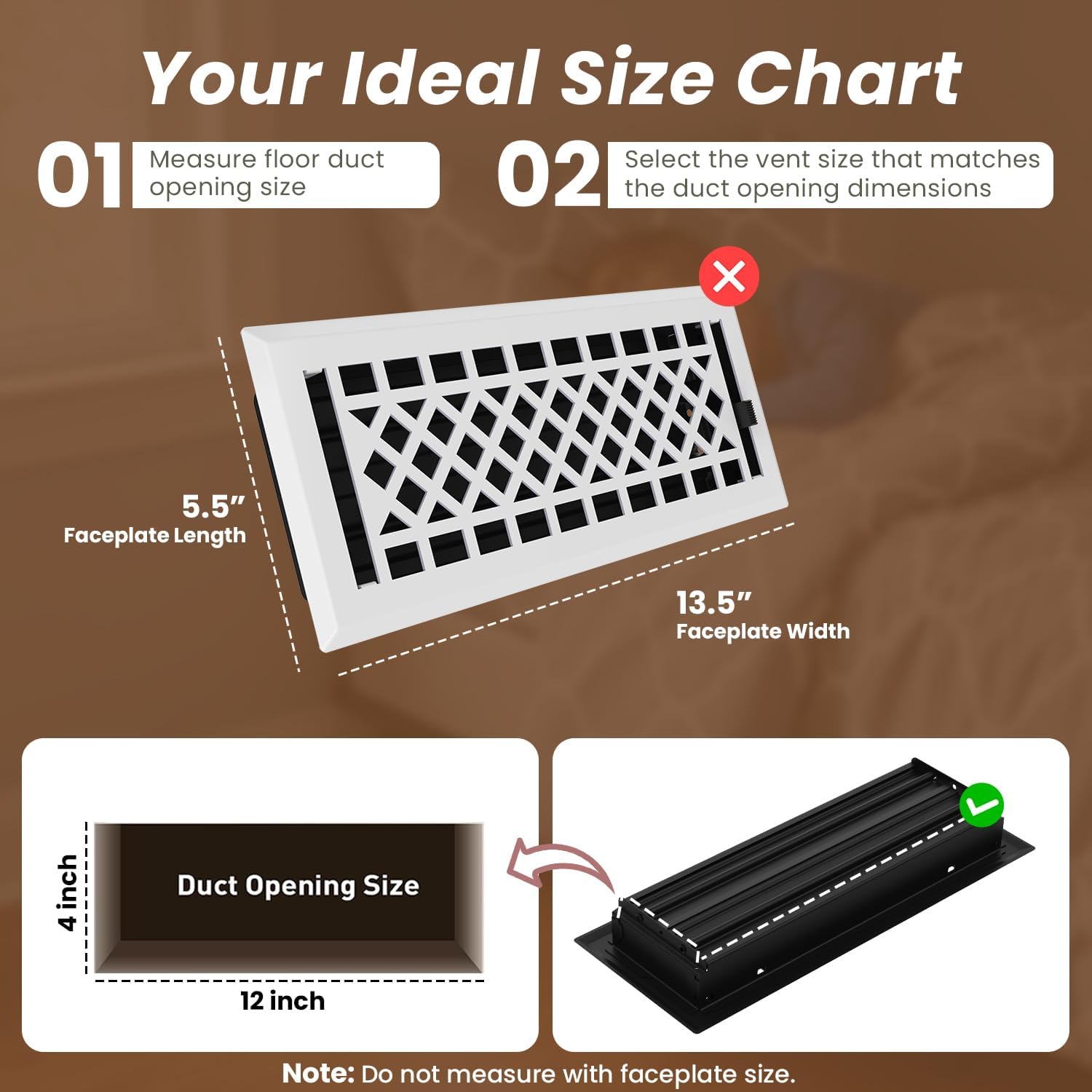 Empire Register Co, Premium Home Vent Covers - 4x12 inch, Art & Craft Design, White Finish, Heavy Duty Air Flow Direction Floor Registers, Metal Damper Attached