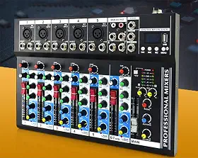 VDA107L Mixer de Áudio Profissional 7 Canais,Bluetooth 5.0, USB Phantom Power 48V Placa Som Digital com 6 Modos Efeito, Ideal para Shows ao Vivo Casamentos Podcasts Transmissões e Gravação em Estúdio