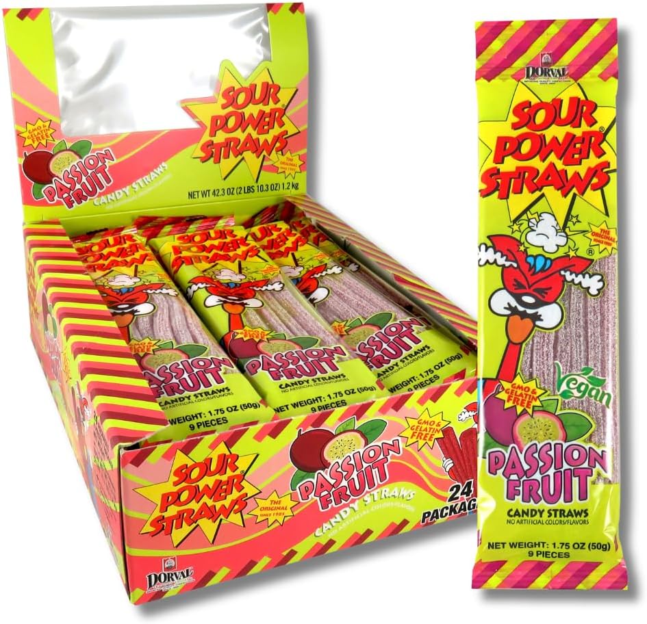 Candy Straws, Passion Fruit, 1.75 oz (Pack of 24)