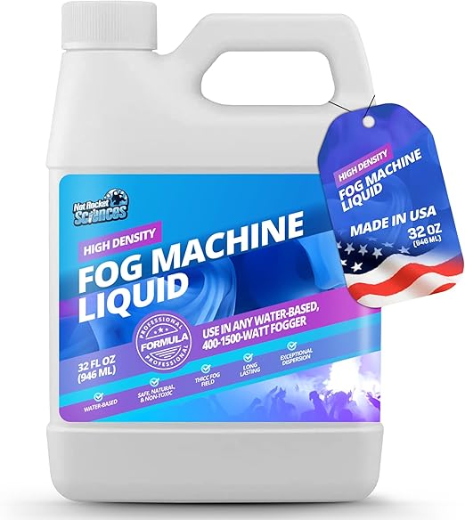 32oz Fog Machine Liquid Smoke - Pro-Grade Smoke Machine, High Density Fog Juice for 400-1500 Watt Foggers, Water-Based, Lasting & Ultra Thick Atmosphere, Ideal for Film, Theater and Events