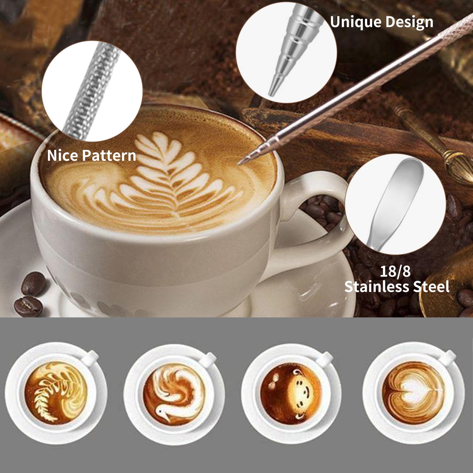 Milchkännchen für Kaffeemaschine, 350ml Edelstahl milchkännchen dampfende Krüge, Skala Kaffee/Milch/Cappuccino/Latte Art Barista Dampf Krüge, Milchkranke Tasse mit Dekoration Stift Tasse (350ml)