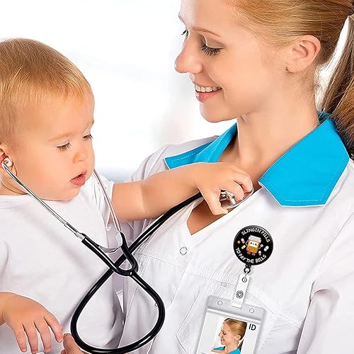 Vista 4 de Carretes de insignia retráctiles lindo enfermera nombre identificación titular farmacéutico píldora fría enfermera doctor profesor estudiante médico