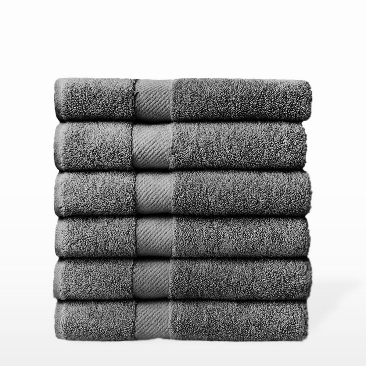 Juego de 6 Toallas Ducha Grandes Gris Oscuro 100% algodón de 150x100 cm | Tejido suave de gran gramaje con alta absorción. Aptas para lavadora, de uso diario.