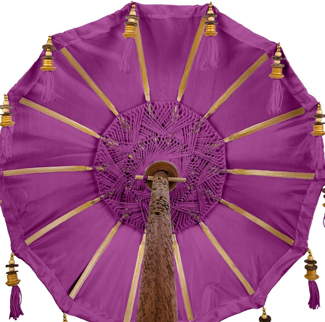 Koyal Wholesale Balinese Umbrella Stand 34-Inch Tall Plum Purple Moroccan Bali Style Home Décor, Tabletop Bali Umbrella Centerpiece Umbrella Decor