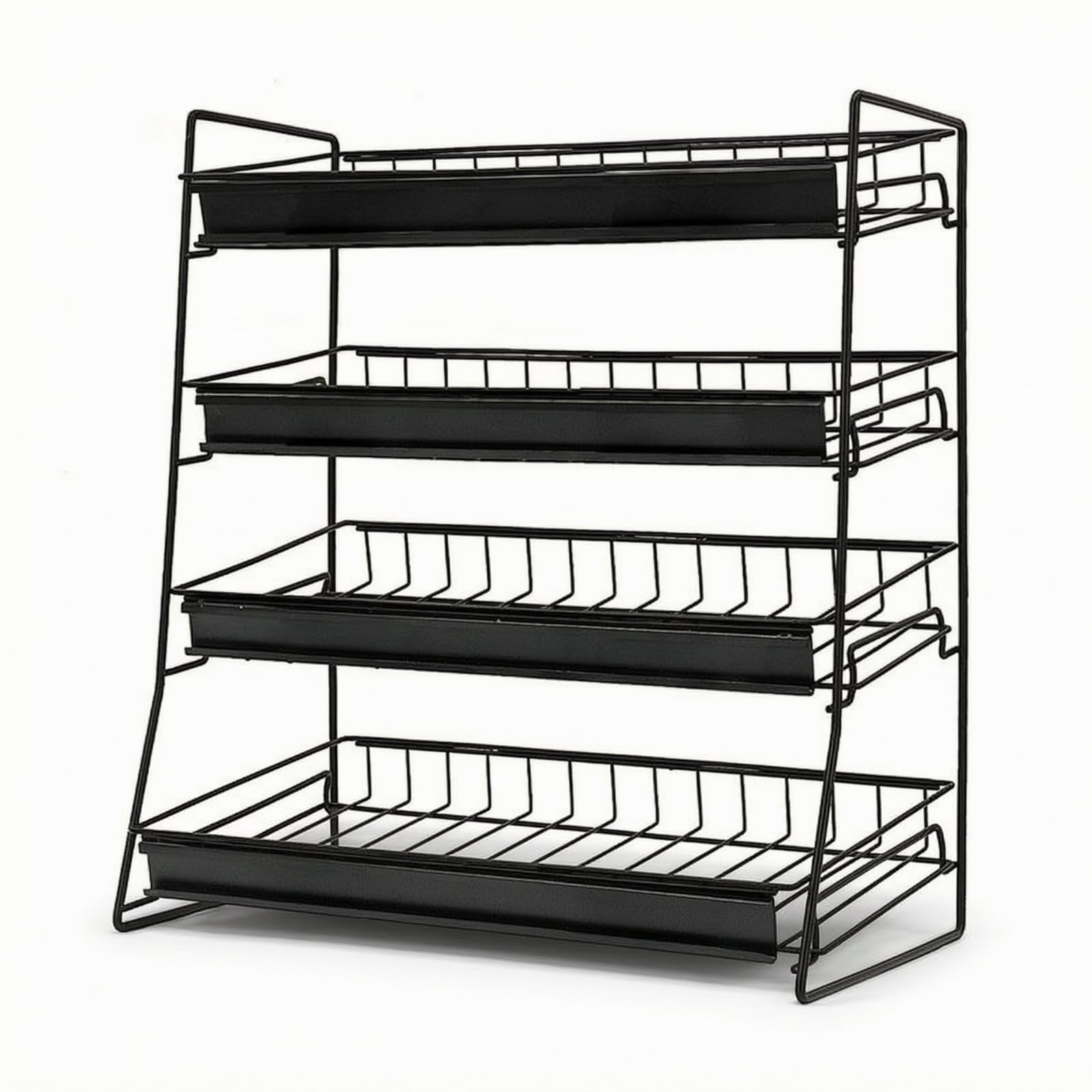 Présentoir En Fil Métallique Compact Présentoir avec Quatre Niveaux Compacte Porte-Épices Comptoir pour Commerçants, Épicerie