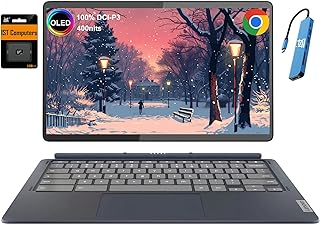 Lenovo Chromebook Duet 5 2 en 1 Tablet Laptop con teclado desmontable (pantalla táctil FHD OLED de 13.3 pulgadas, CPU Qualcomm de 8 núcleos, 8 GB de RAM, 256 GB de almacenamiento), IST HUB, Wi-Fi