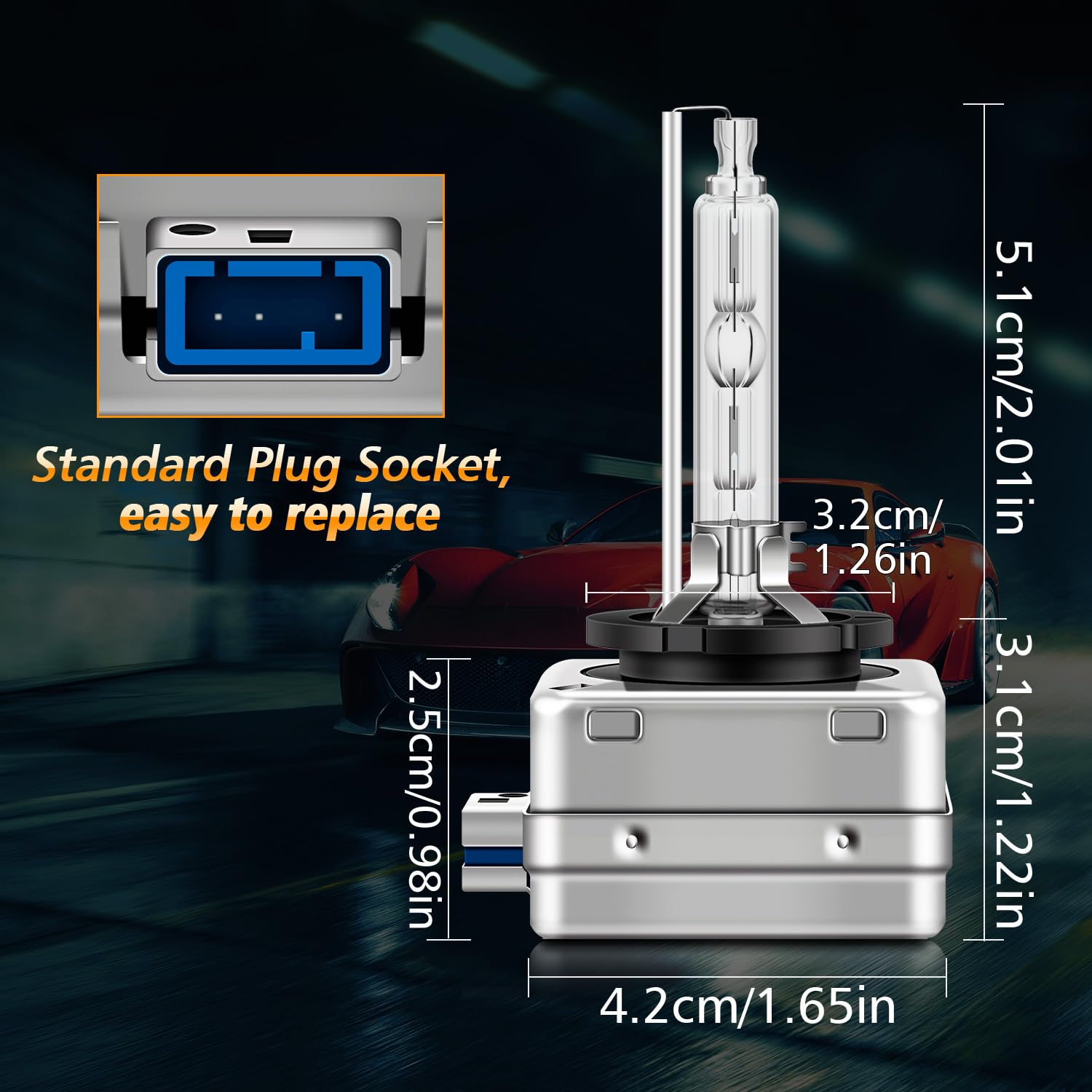 Bombillas Xenón D8S 35W 6000K Blanco Puro 12V HID Faros Coche Alto/Bajo, 2 Unidades