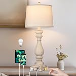 Cinkeda 27.5" Tall Coastal Lamp,Retro-Blue Vintage Bedside Nightstand Lamps with USB Charging Ports A/C,3-Way Dimmable Touch Control Table Lamps for Bedroom Living Room,Single Blue