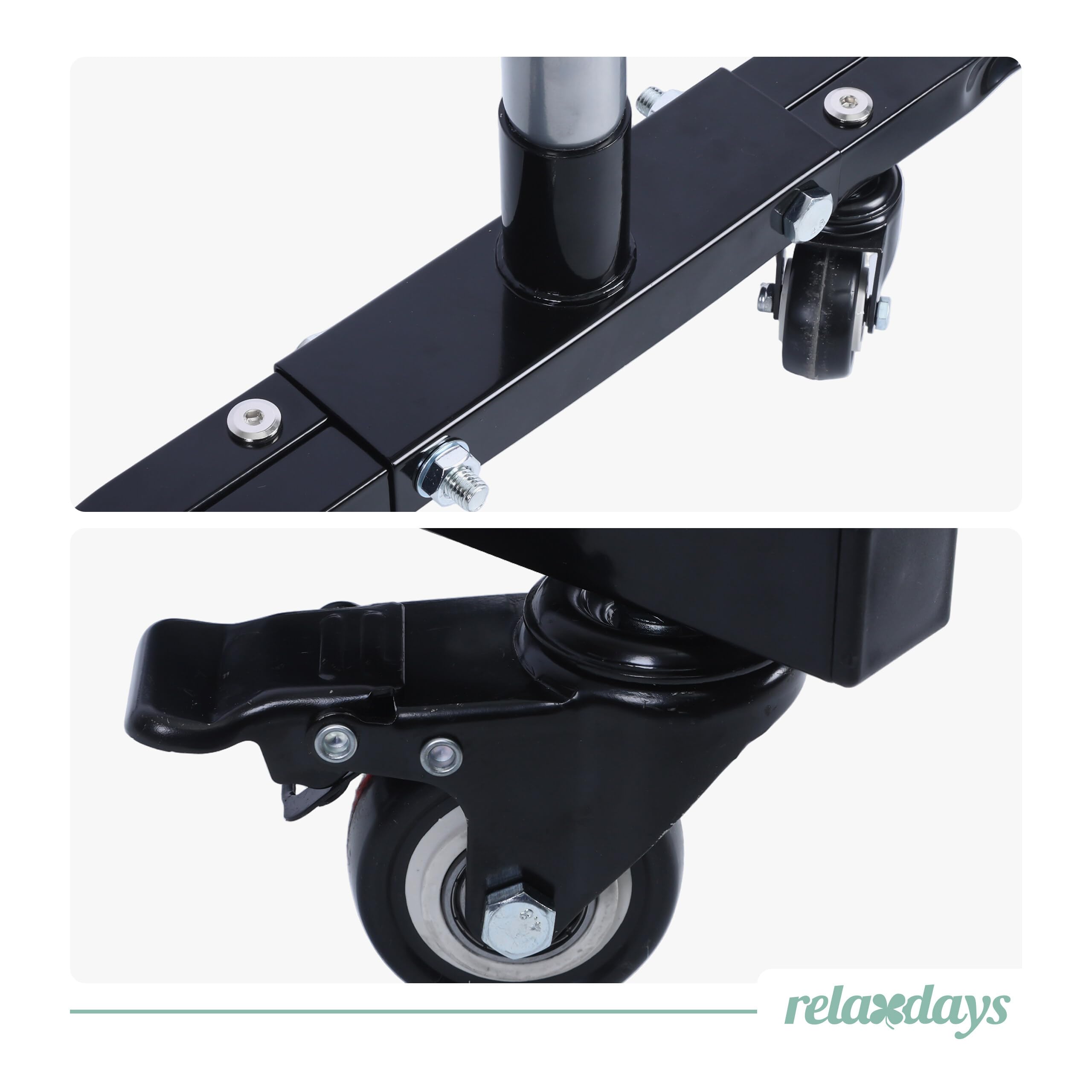 Relaxdays Reifenständer mit Rollen, für 4 Reifen mit Felgen, Reifenlager bis 150 kg, HBT: 130x50x50 cm, Stahl, schwarz