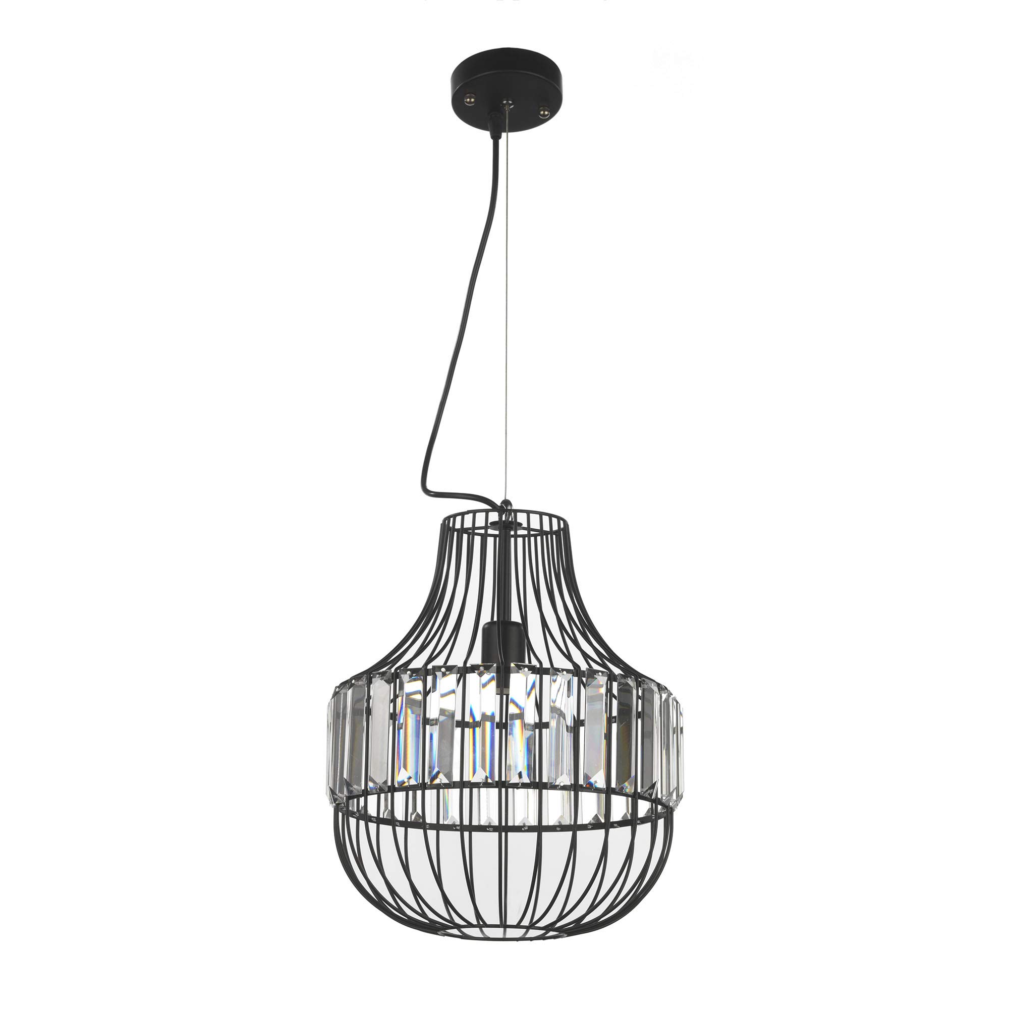 ONLI Kronleuchter Cloe Metall schwarz mit Kristallen