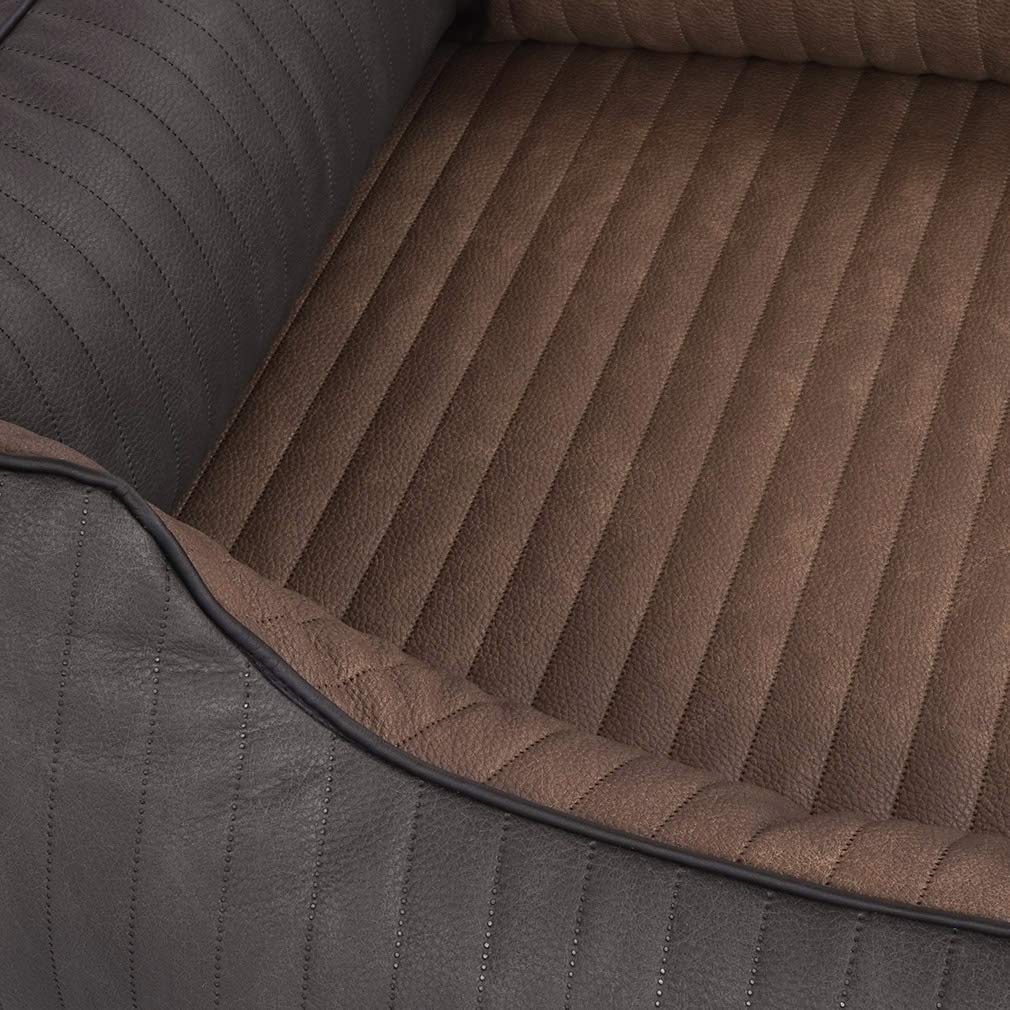 Knuffelwuff Orthopädisches Hundebett Outback aus Laser-gestepptem Kunstleder XL 105 x 75cm Schwarz/Braun - Abnehmbarer Bezug - leicht zu reinigen - für große, mittelgroße und kleine Hunde