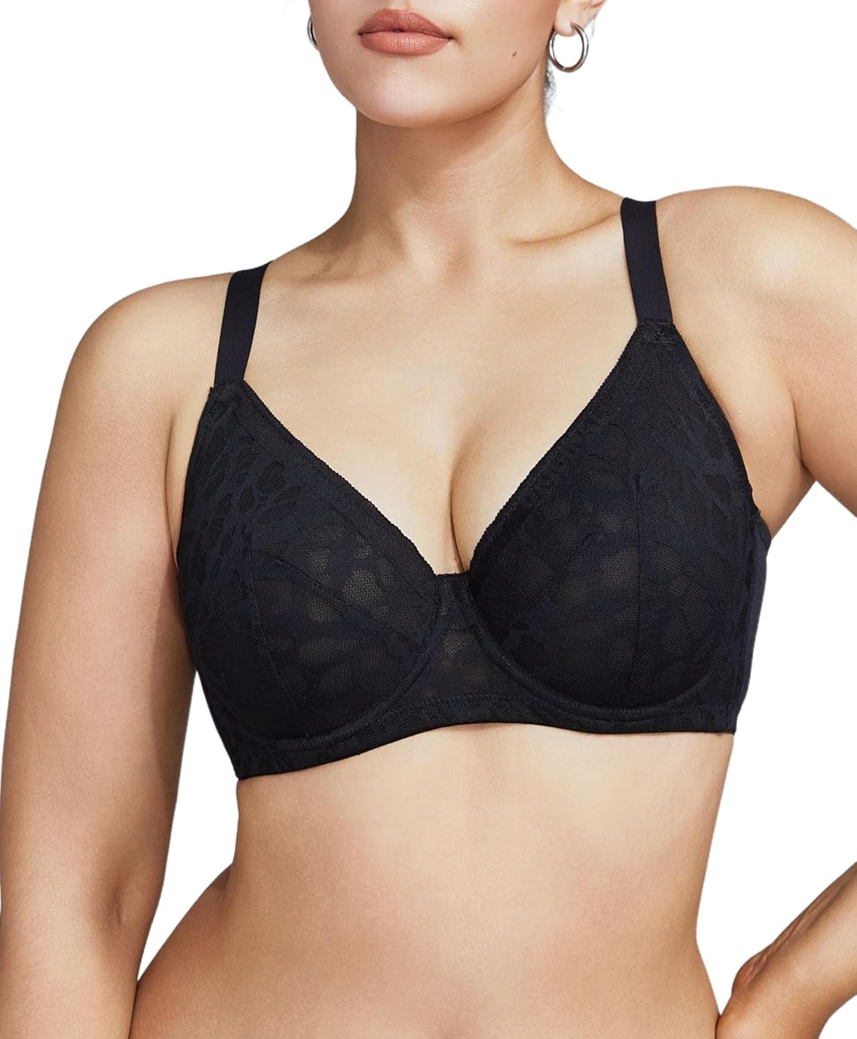 Bras for Women Minimizer Full Coverage Unlined Underwire Sexy Mesh Lace Soft Comfort Plus Size 34C-42DDD