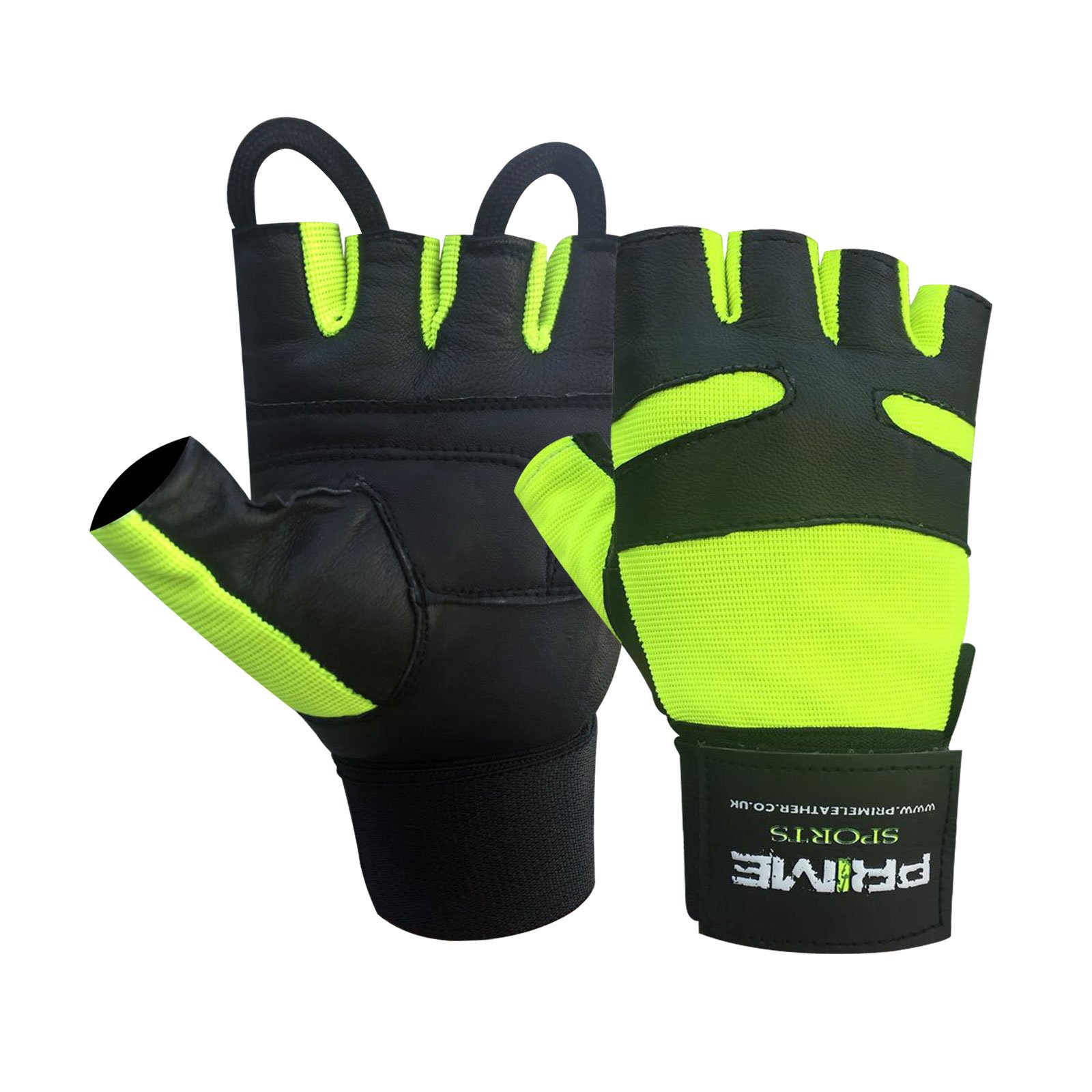 PSS 114 Weightlifting Gloves Available in Black/Green and Black/Grey Lambskin fingerless gloves on/off straps perfect strong grip for Body Building Training Gym(Green S)
