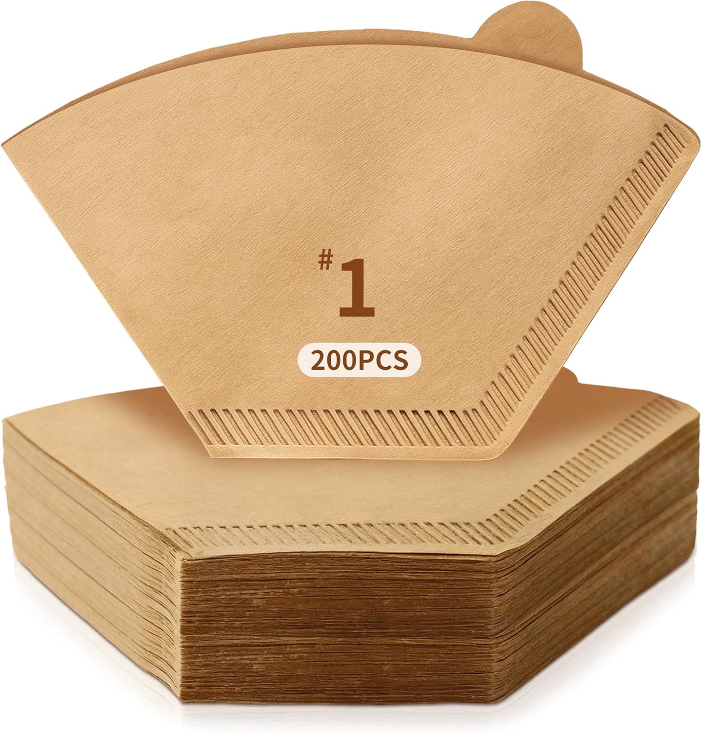 200 Count Coffee Filters #1, Disposable Coffee Filters, U Shape Natural Unbleached Coffee Paper Filter for Pour Over and Drip Coffee Maker, Suitable for Home Coffee Shop (1-2 Cup)