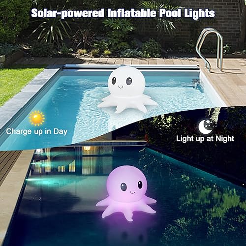 Miniatura 5 de Luces solares para piscina, luces inflables, control remoto, pulpo flotante para piscina, 16 colores WRGB, 4 modos, impermeable IP68, calidad