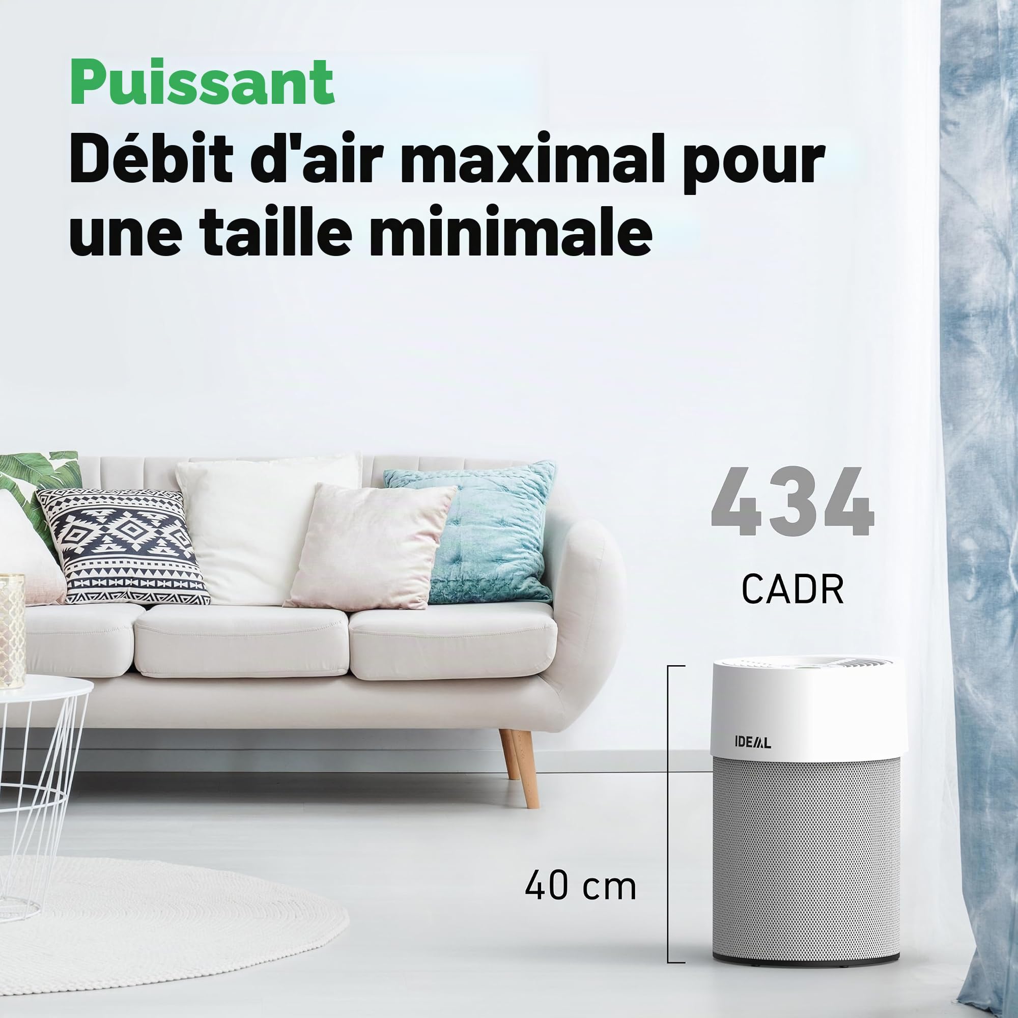 IDEAL - Purificateur d'air AP40 PRO jusqu'à 50m² | Made in Germany | Filtre HEPA & charbon actif qui élimine 99,99% des particules fines, allergènes, pollens, bactéries, fumée de cigarette...