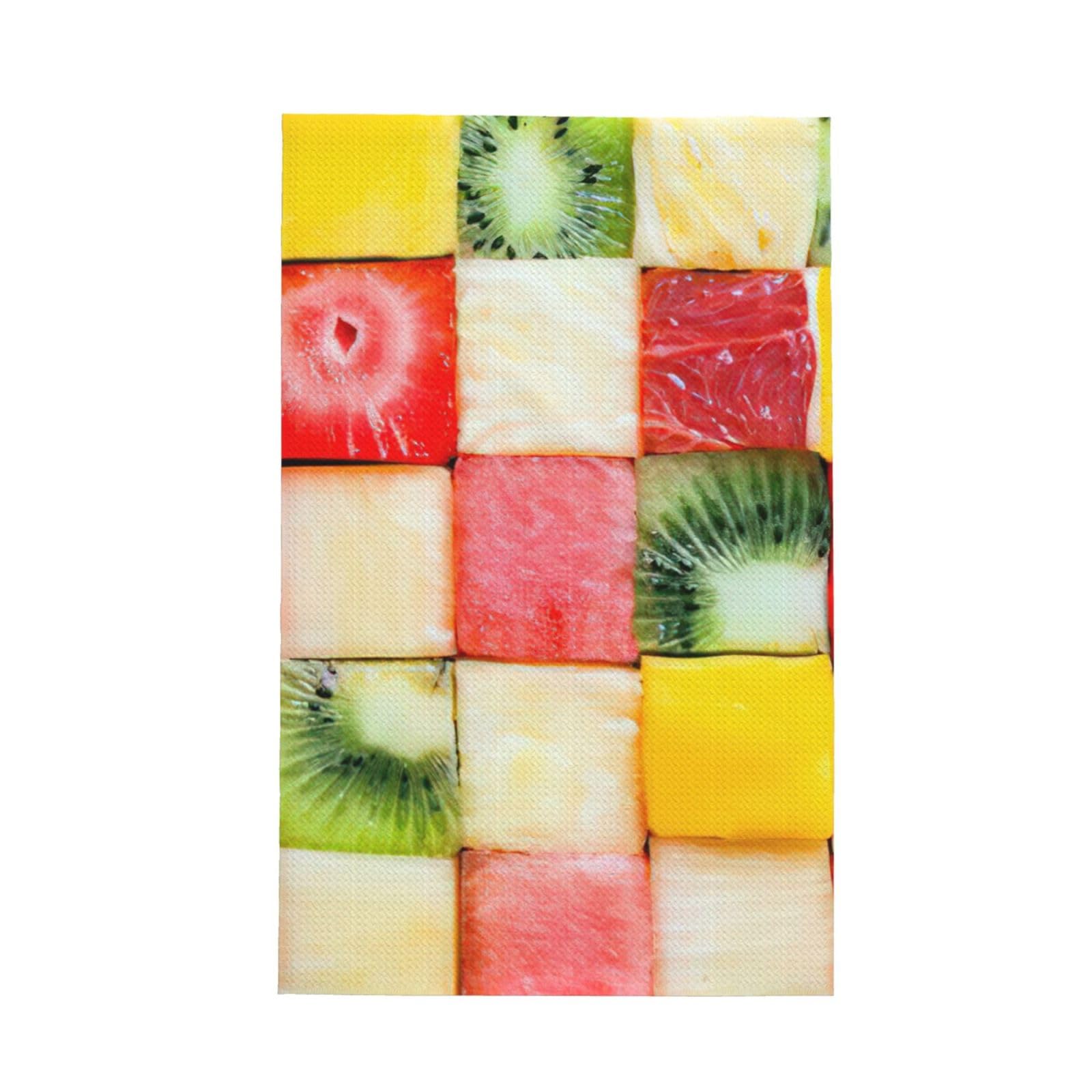 Ckgodgf Black Kiwi Watermelon Print Absorbent Waffle Dishcloths,Kitchen Towels With Hanging Loops,Tea Towels.