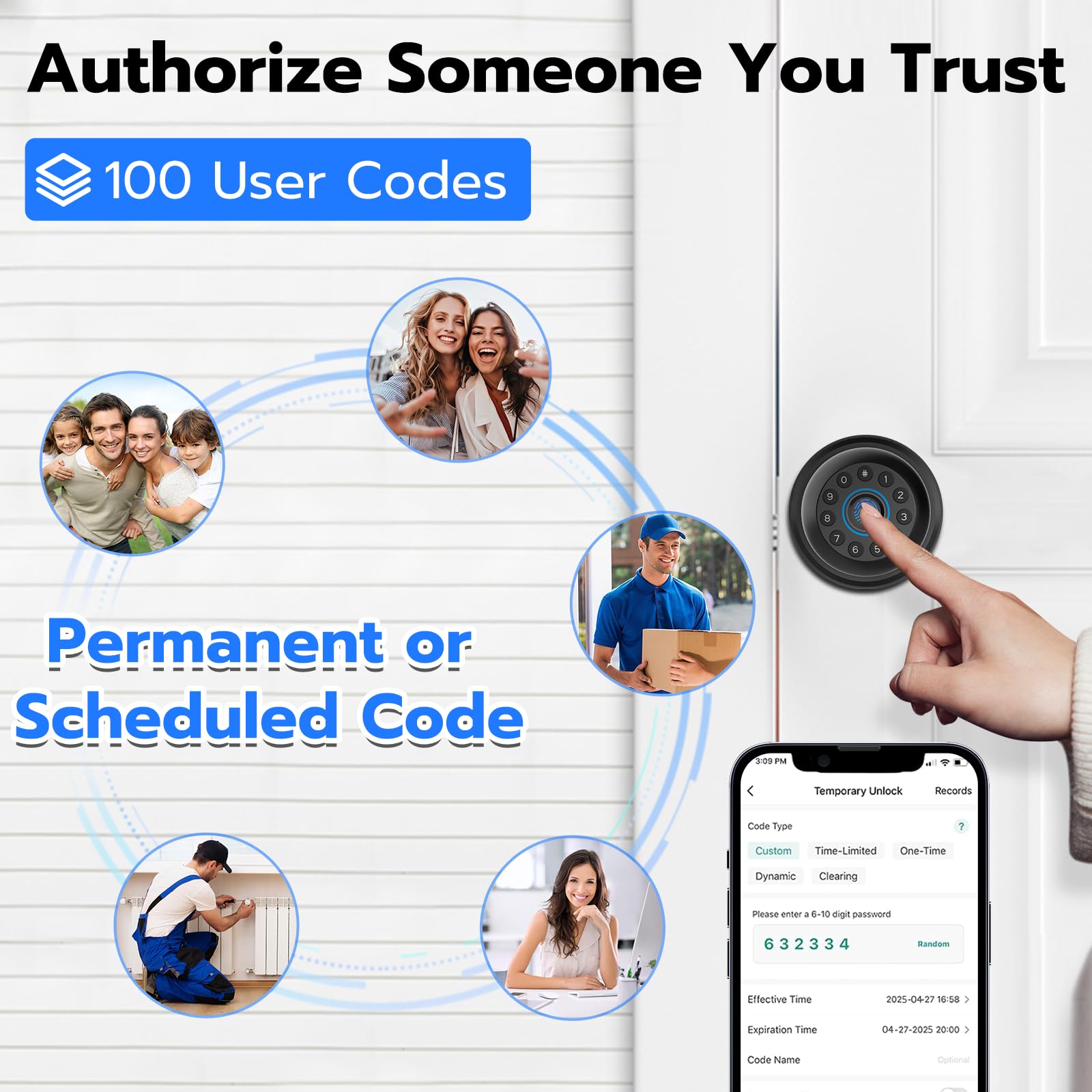 Eseesmart Fingerprint Door Knob, 4-in-1 Smart Lock with Keypad Bluetooth Control, Biometric Door knobs with App Control - Image 3