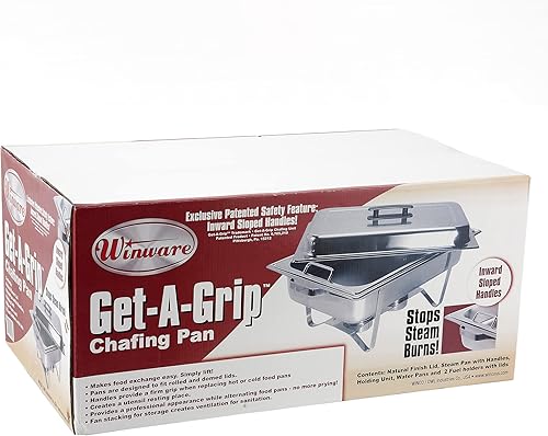 Miniatura 2 de Get-A-Grip - Chafer con asas para bandeja de alimentos, acero inoxidable de 8 cuartos