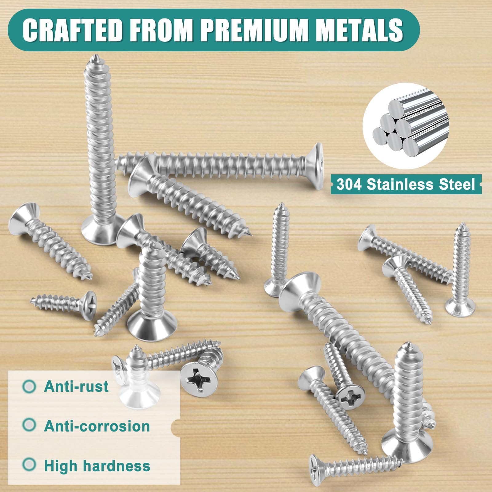 360 PCS Wood Screws Kits, M3 M4 M5 Self Tapping Screws Assortment Kit - Image 3