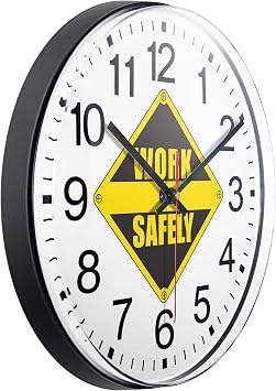 Infinity Instruments LTD. Prosaic ITC Work Safely Wall Clock, Black, 12