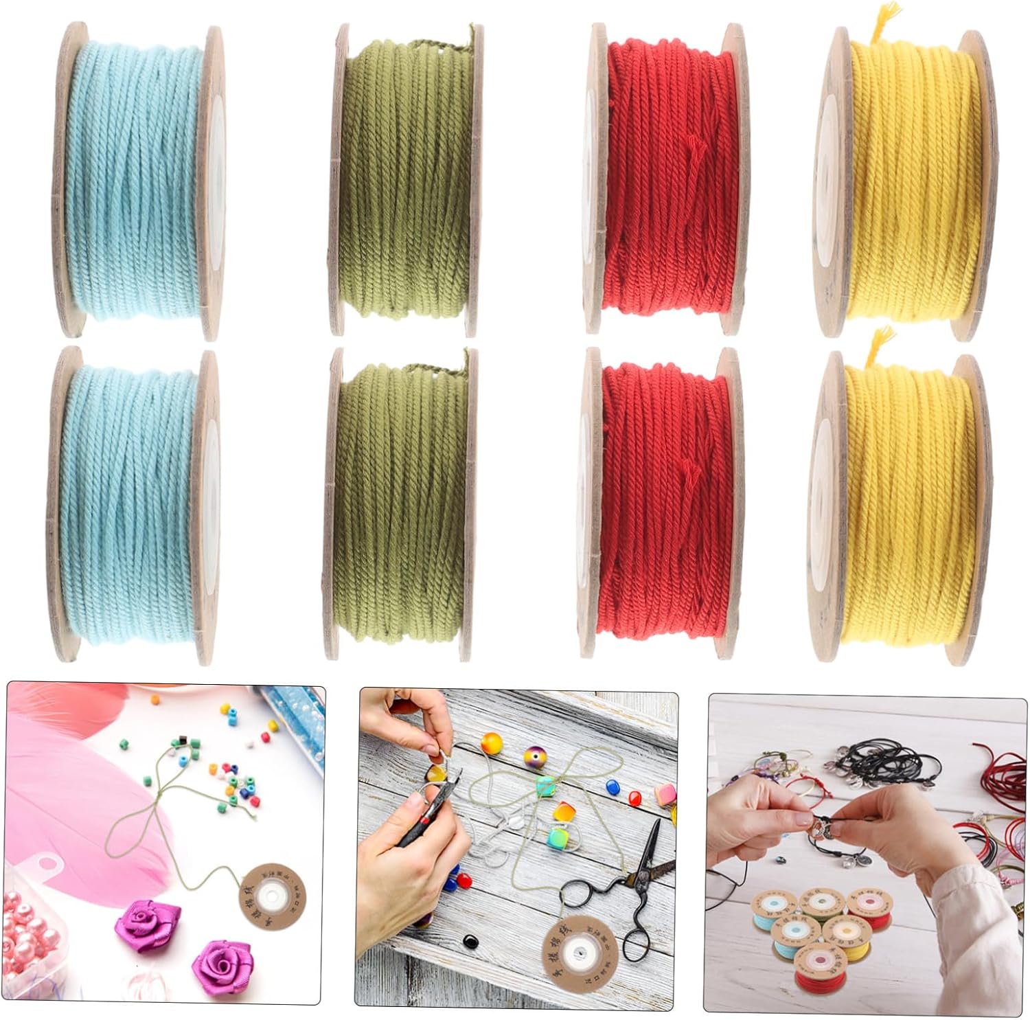 Hand Woven Cotton Cord for Bracelet Making 12pcs 1.2mm