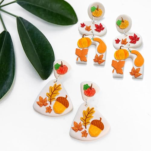 Miniatura 6 de Whaline 3 moldes de arcilla polimérica de otoño, hojas de arce de otoño, moldes de arcilla en miniatura, moldes de arcilla de calabaza, patrón de