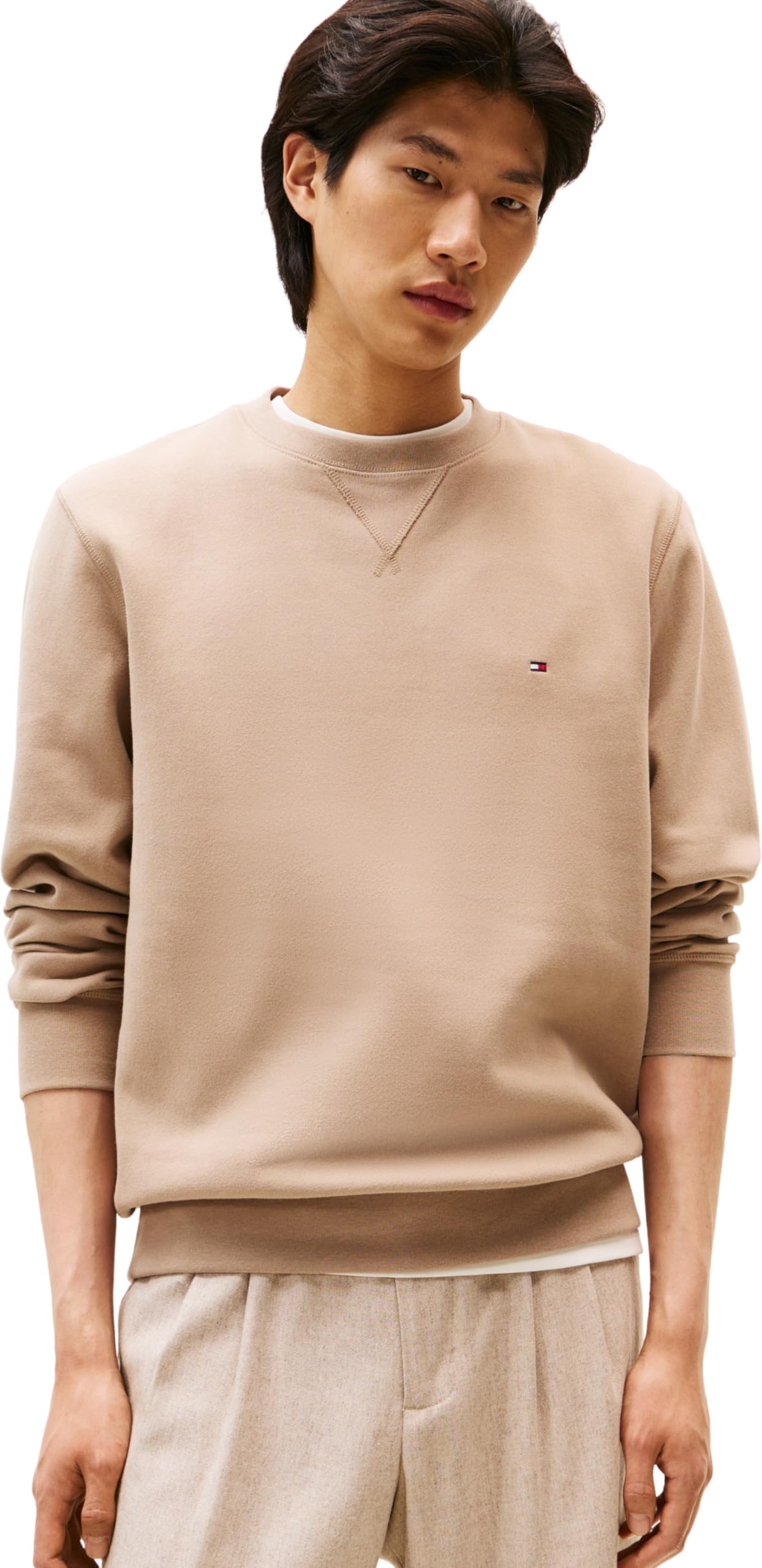 Tommy Hilfiger Men’s Seasonal Fleece Round Neck Sweatshirt, Beige (Coastal Taupe), XXL