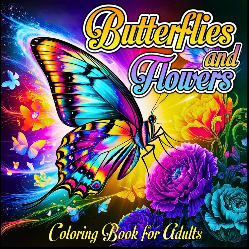 Butterflies and Flowers Coloring Book for Adults: Enchanting Designs for Mindfulness, Relaxing and Stress Relief