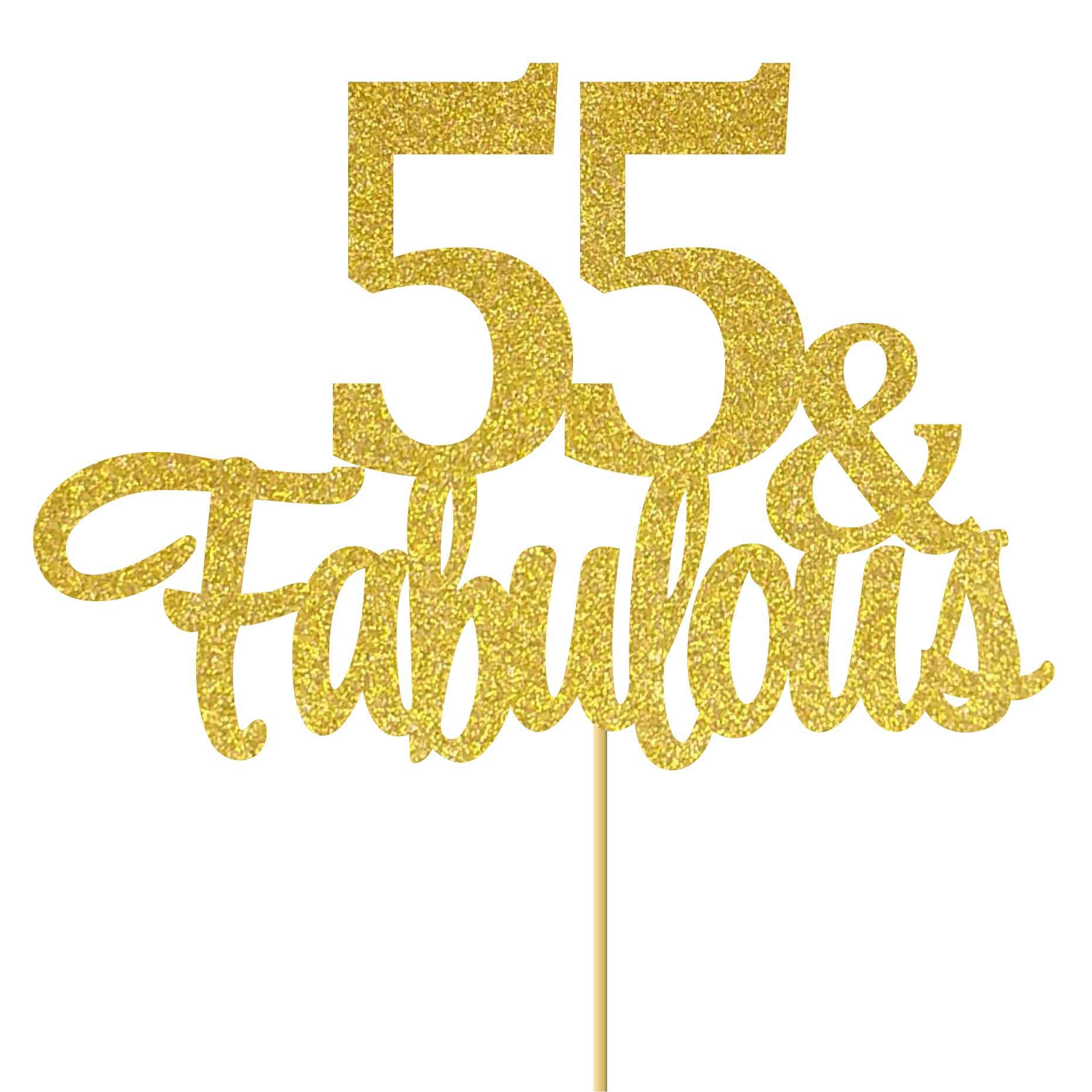Gold Glitter 60th Birthday Cake Topper - "60 & Fabulous" -15