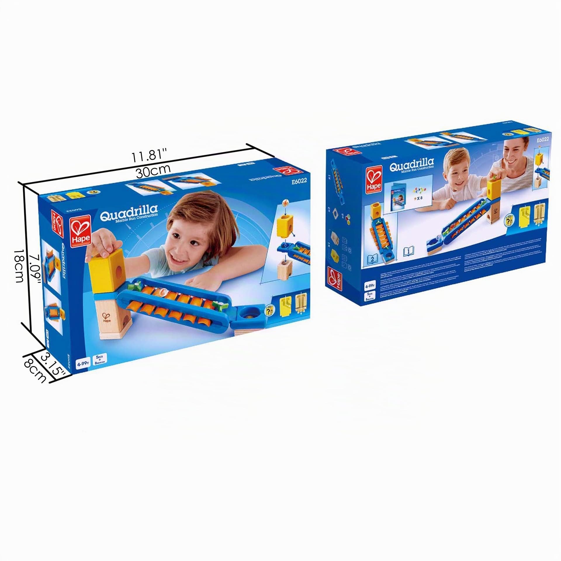 Hape E6009 - Quadrilla Vertigo, Kugelbahn, Konstruktionsspielzeug, aus Holz, ab 4 Jahren & 6022 - Klingender Spielplatz, Zubehör für Quadrilla Kugelbahnen, Xylophon-Rutsche, ab 4 Jahren, Mehrfarbig
