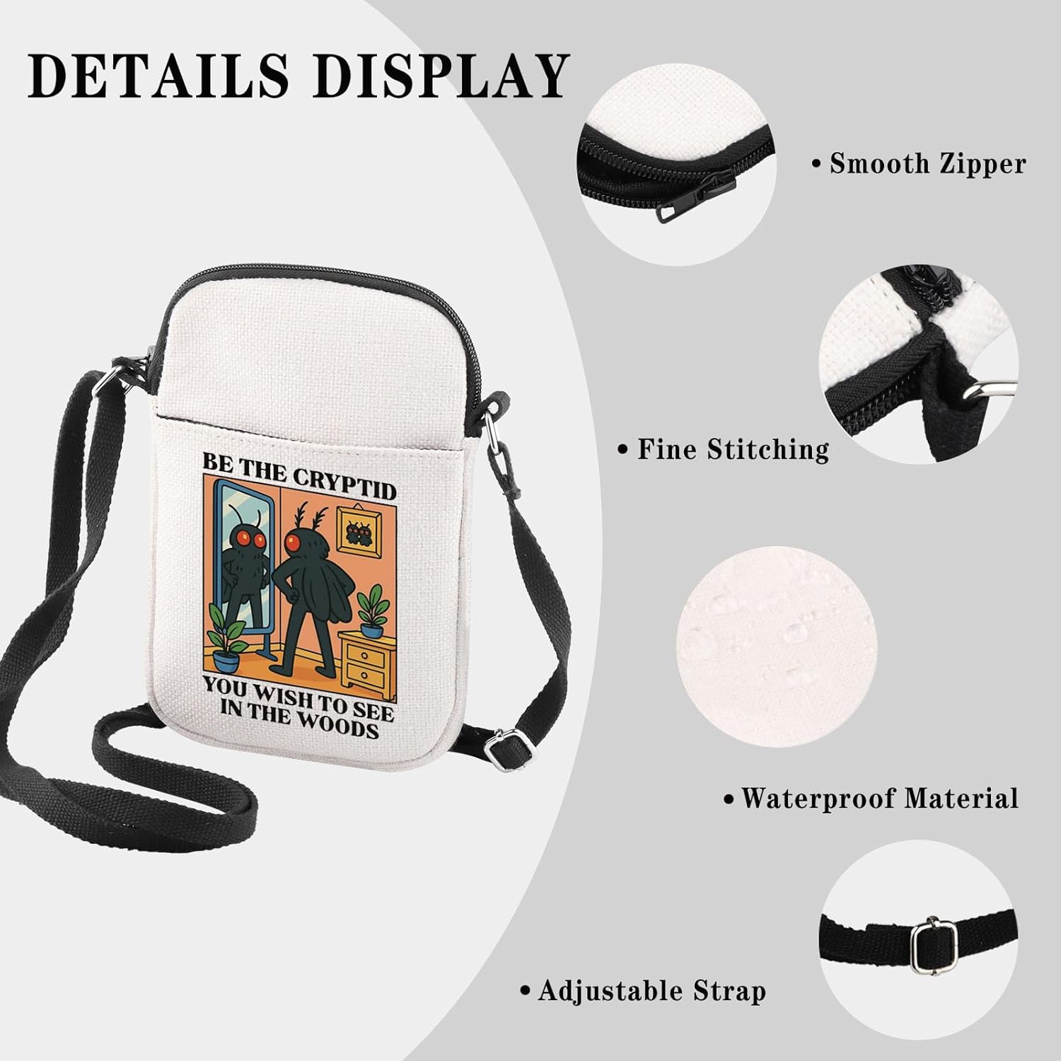 Mothman Cryptid Creature Gift Mothman Lover Gift Be The Cryptid You Wish To See Kawaii Retro Anime Crossbody Bag - Image 5