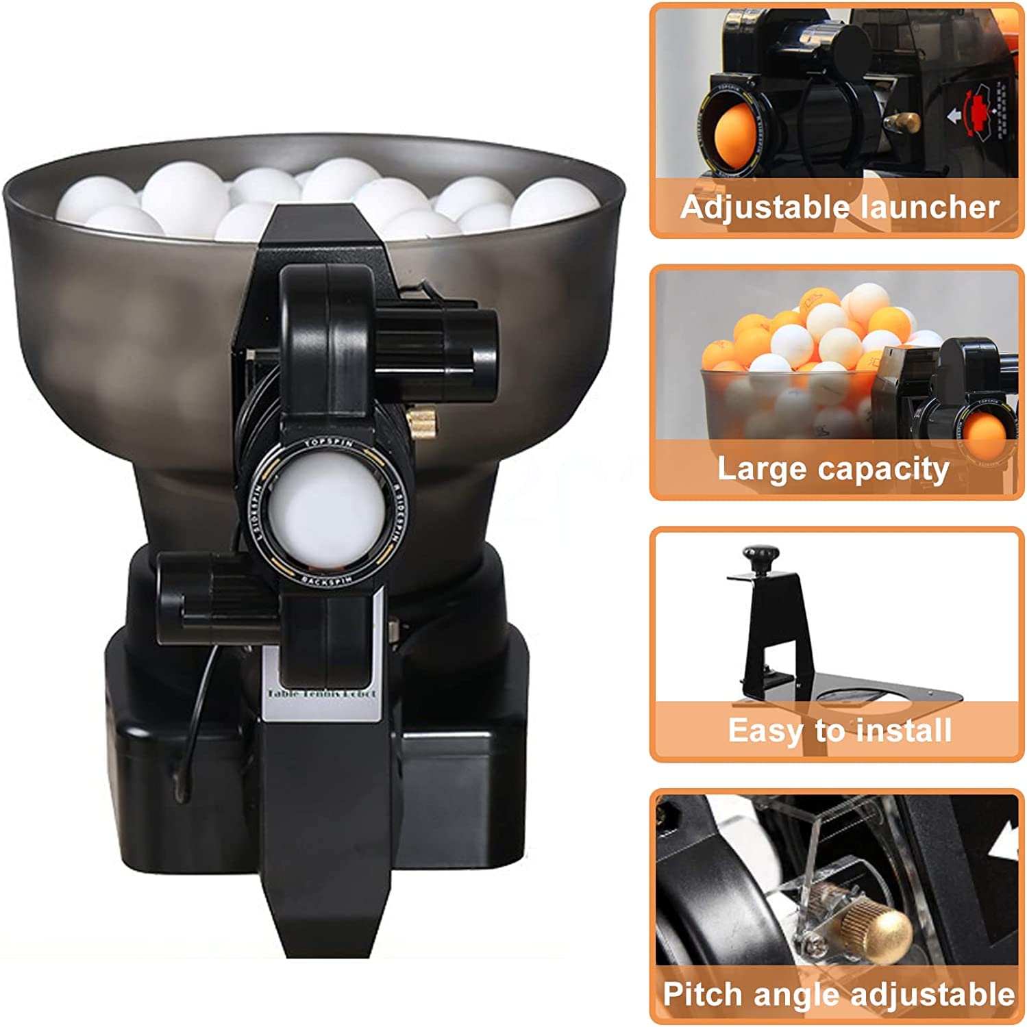 Robot de Tenis de Mesa La máquina de Pelotas de Ping Pong Sirve Pelotas de Ping Pong de regulación de 40 mm Máquina automática de Tenis de Mesa para Entrenador en Solitario para Principiantes