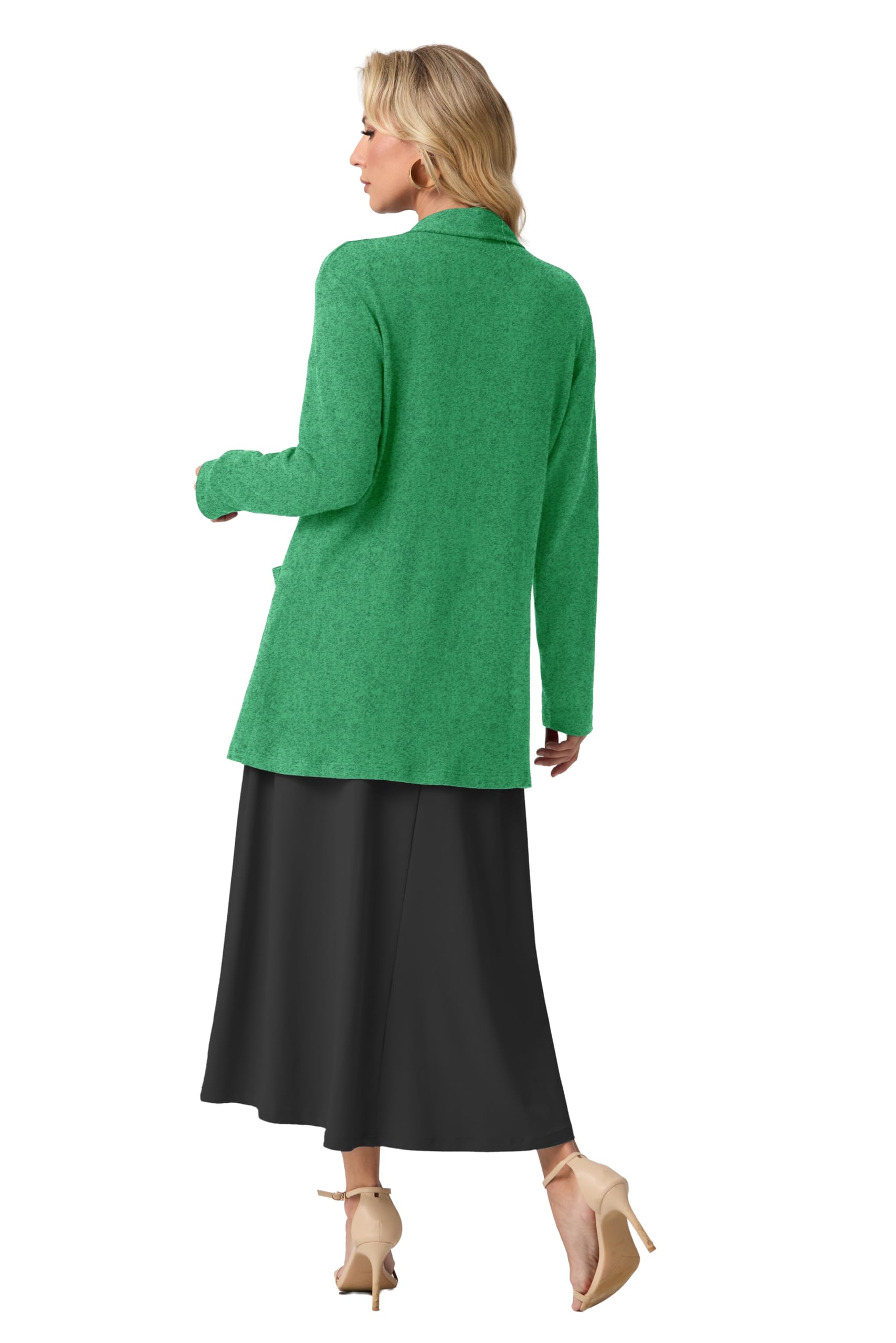 GRECERELLE Cardigan à manches longues pour femme - Élégant et léger - Décontracté - Long col châle - Manteau en tricot décontracté avec poches - Printemps, automne, hiver