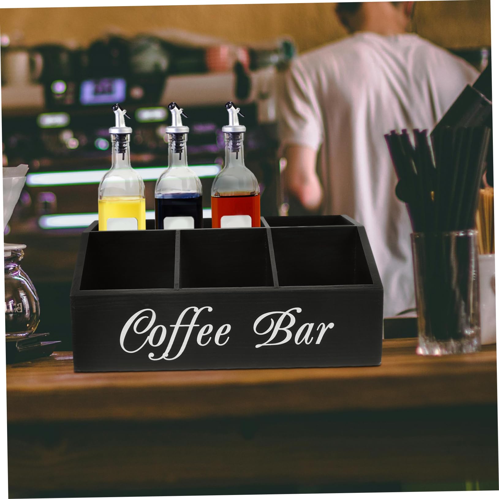 MAGICLULU Kaffeestation Organizer Aus Holz Kaffeebar Aufbewahrungsbox Multifunktionale Organizer Für Arbeitsplatte Kaffee Und Tee Zubehör Stellplatz-system Für Kaffeewerkzeuge
