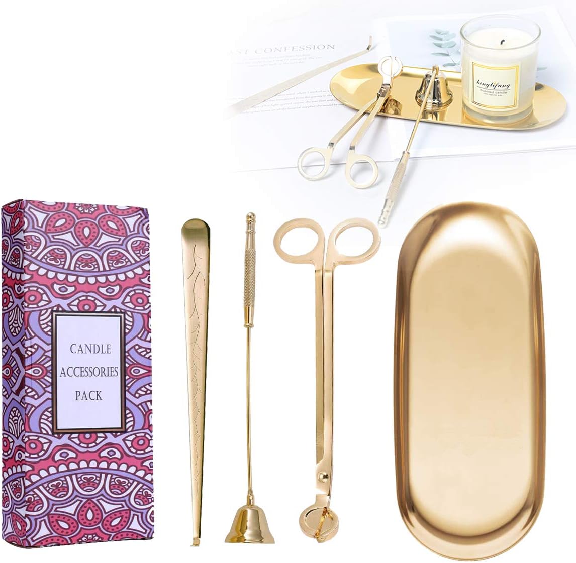 UCINNOVATE 4 in 1 Candle Accessory Set, Candle Wick Trimmer Candle