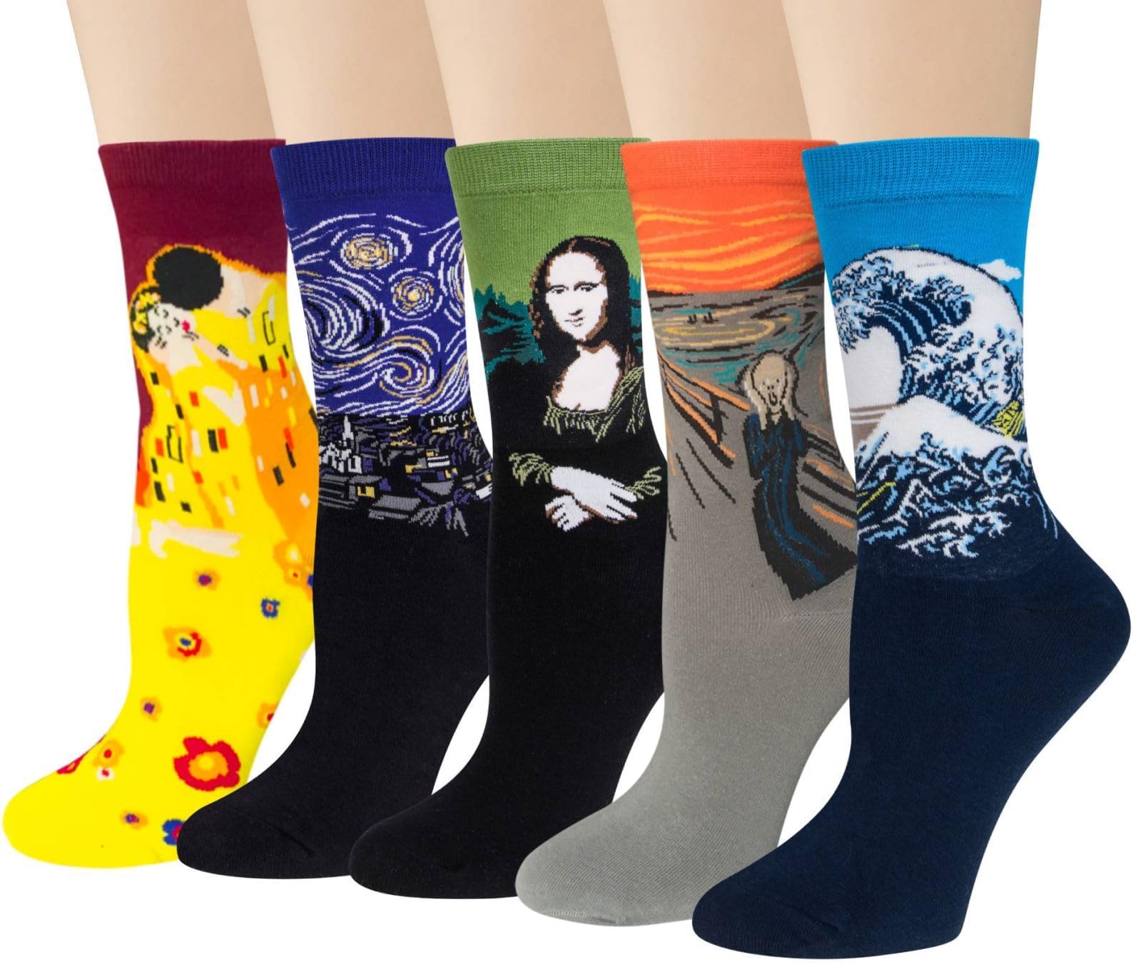 4/5 Pairs Womens Painting Art Socks Funny Cotton Ladies Socks for Winter, One Size, Style 01