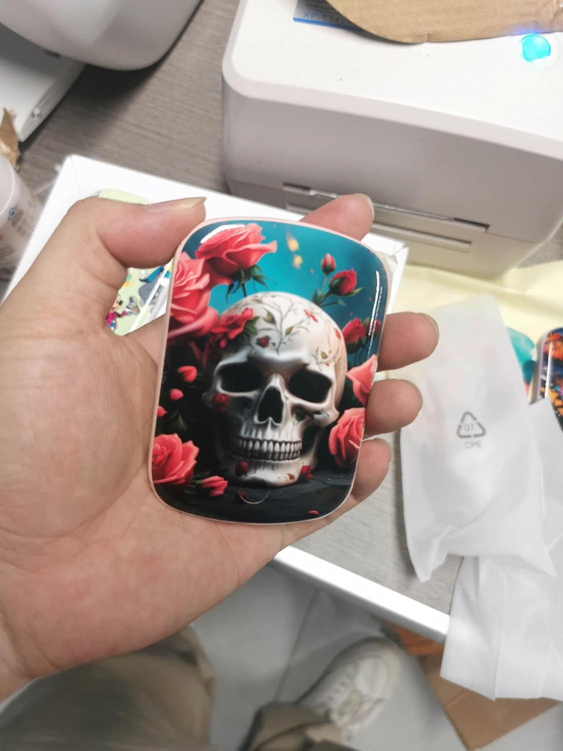 Magnetic Wireless Power Bank Wireless Charging Power Banks Built-in Cable 5000MAH Portable Charger Power Bank for iPhone 12,13,14 (Skull)